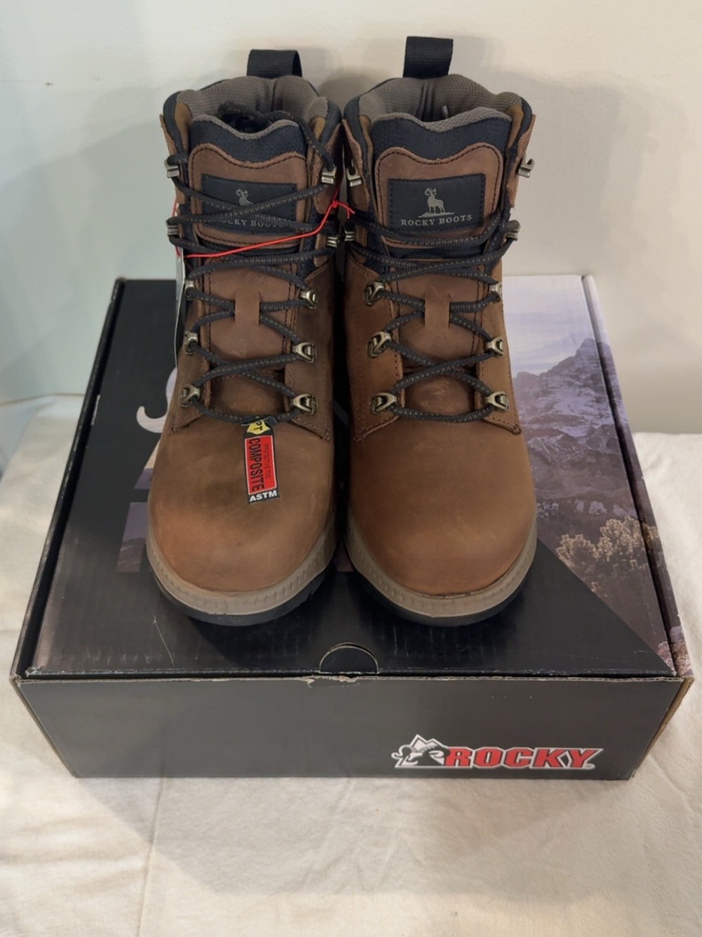 Rocky Brown Lace-Up Men's Waterproof Work Boots